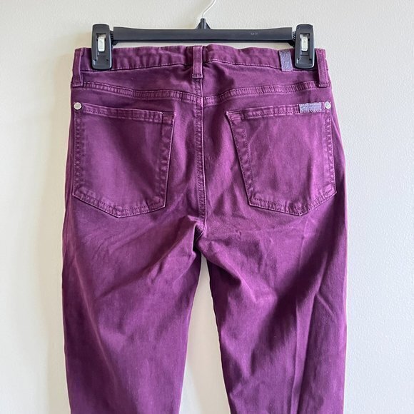 7 For‎ All Mankind Pink Au0353256a Skinny Jeans Maroon Pants Womens Size 27 - Picture 4 of 8